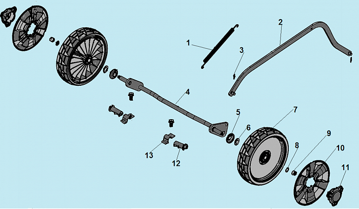 7 КОЛЕСА Газонокосилка CHAMPION LM5347
