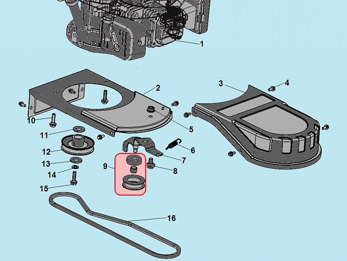 2 РАМА - РЕМЕНЬ - ШКИВ Газонокосилка CHAMPION LMH5629