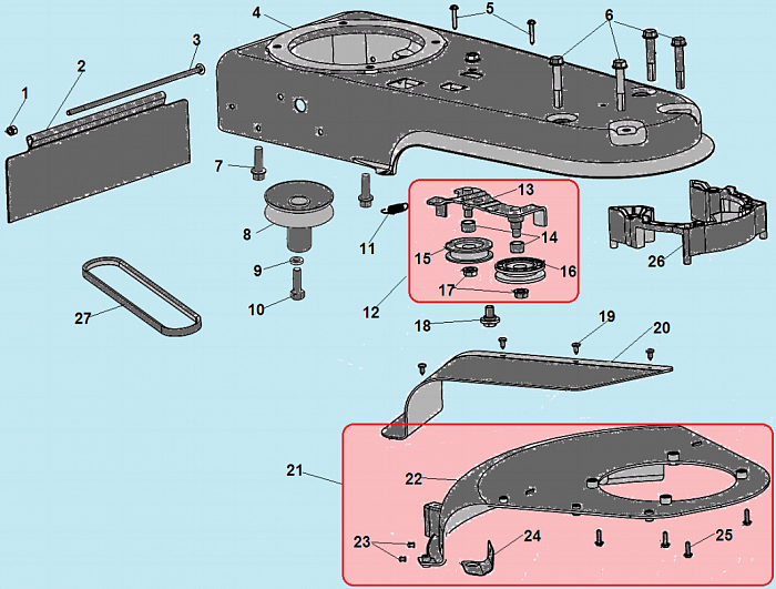 2 РАМА - РЕМЕНЬ - ШКИВ Газонокосилка CHAMPION LMH5640