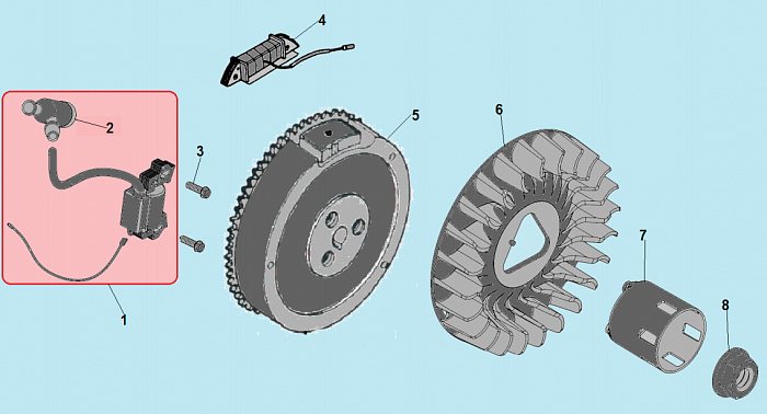 8 МАГНЕТО - МАХОВИК МОТОПОМПА CHAMPION GP100E