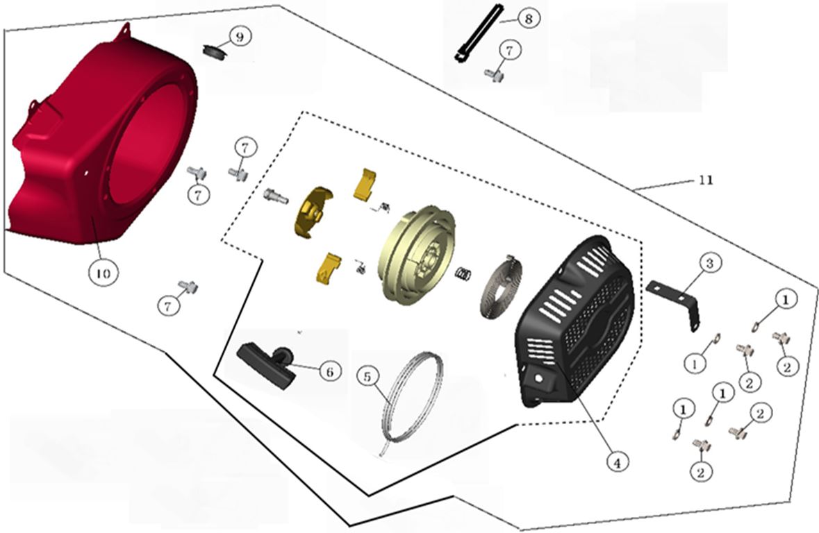 ЗАПЧАСТИ ДЛЯ ГЕНЕРАТОРА БЕНЗИНОВОГО ELITECH СГБ 3000Р (СТАРТЕР РУЧНОЙ)