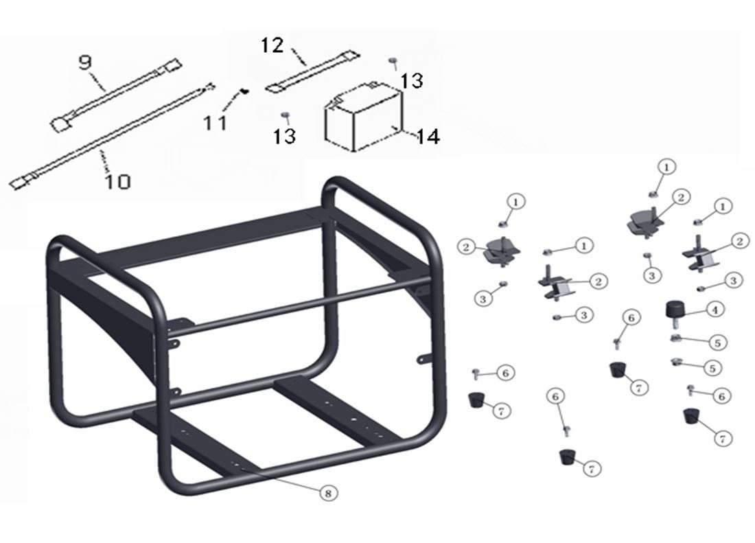 ЗАПЧАСТИ ДЛЯ ГЕНЕРАТОРА БЕНЗИНОВОГО ELITECH СГБ 9500Е (РАМА)