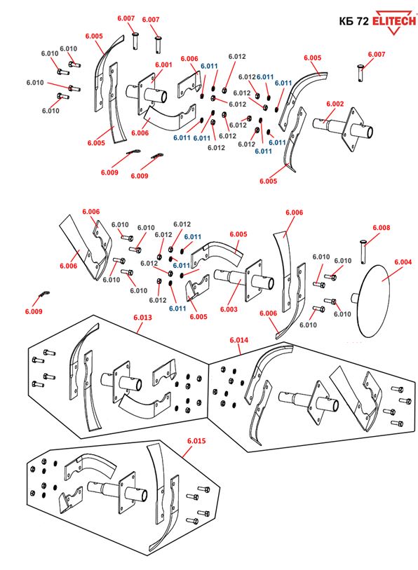 ЗАПЧАСТИ ДЛЯ КУЛЬТИВАТОРА БЕНЗИНОВОГО ELITECH КБ 72 (ШНЕК ЛЕВЫЙ)
