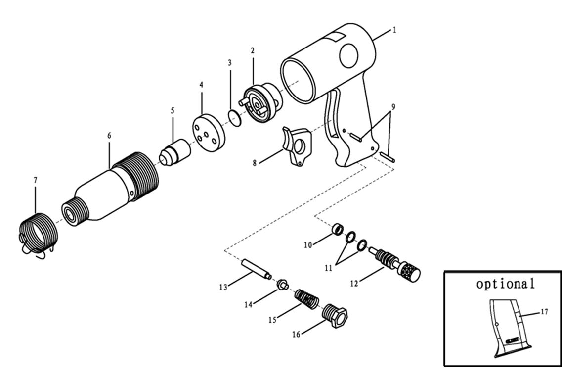 ЗАПЧАСТИ ДЛЯ ДОЛОТО ПНЕВМАТИЧЕСКОГО ELITECH WFH 1040 (0704.013200)