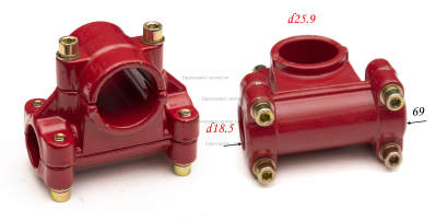Крепление рукояток в сборе под штангу D.26 мм (красное)